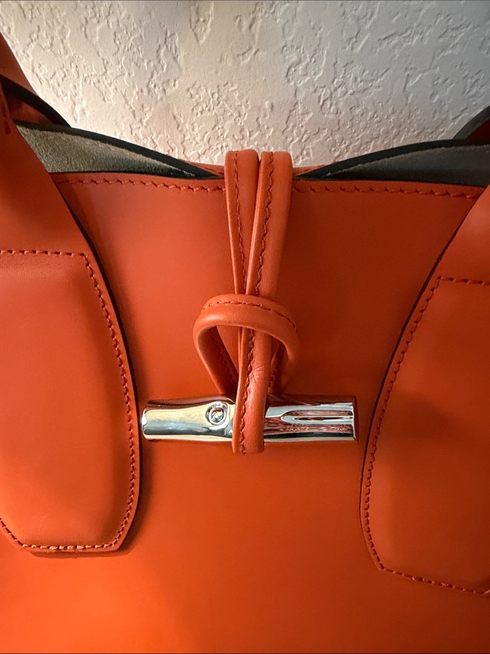 Longchamp Orange Leather Satchel with Silver Hardware - Picture 4 of 9